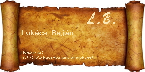 Lukács Baján névjegykártya